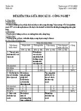 Đề kiểm tra giữa học kì II môn Công nghệ 7